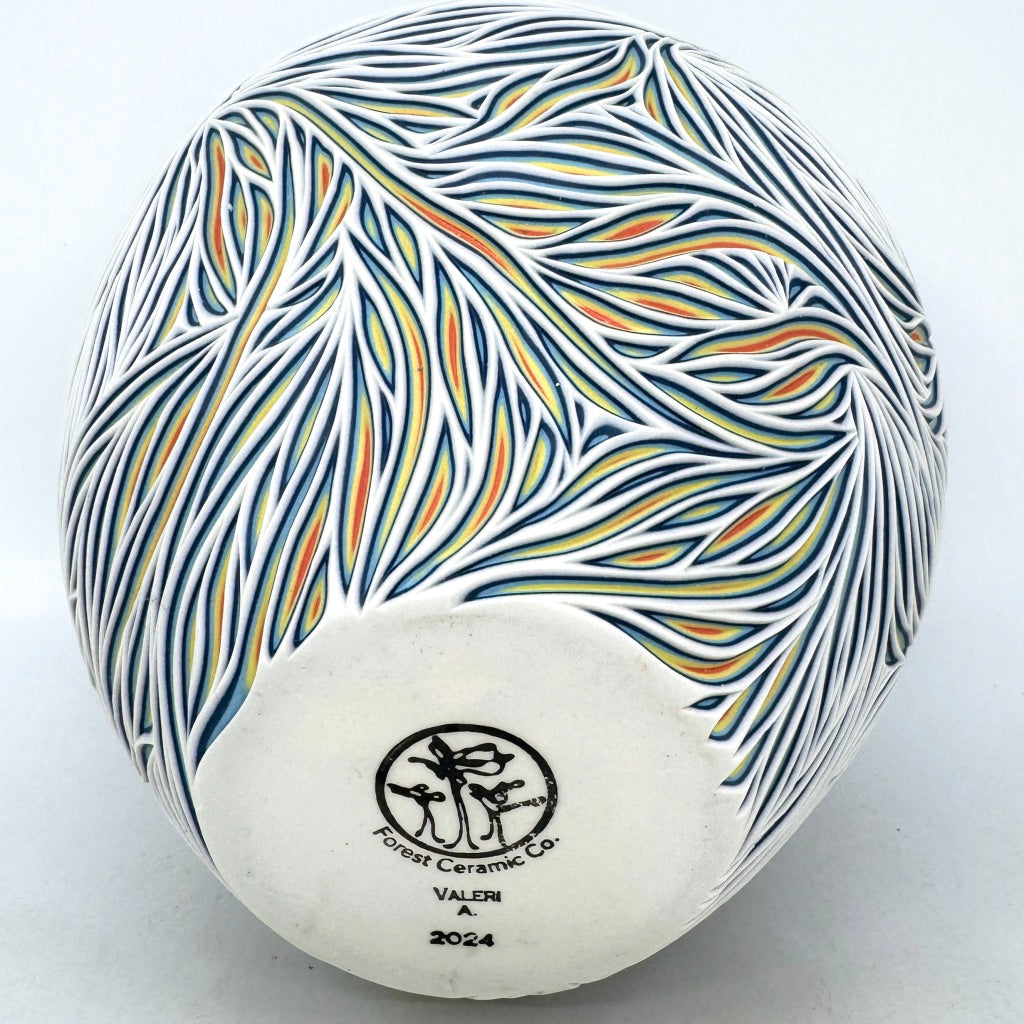 Intricate Carved Large Vase - Avocado Colorway Functional Fine Art *Preorder, ship in 4-8 weeks*